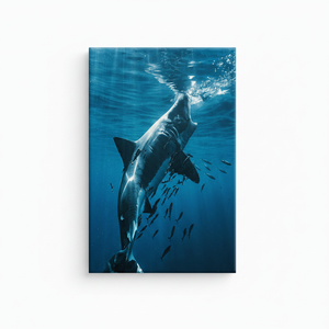 Elegant Printed Canvas Artwork: Oceanic Shark in Vibrant Underwater Scene,<b>WRAPPED</b> CANVAS - Product Image 2
