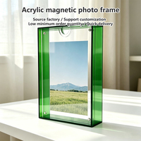 Cadre magnétique transparent vert personnalisé avec remplacement facile des photos pour l'affichage de photos sur le bureau ou le mur, cadre photo magnétique en acrylique