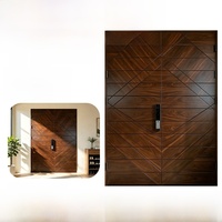 Porte d'entrée double à ouverture latérale en noyer, porte composite insonorisée en bois massif, porte en bois massif peinte de style européen, portes d'entrée