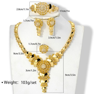 Conjuntos de Joyería Nupcial para Mujer, Chapados en Oro de 14K, para Bodas, Compromisos, Fiestas, Estilo Indio - Product Image 3