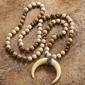 <span class=keywords><strong>Collier</strong></span> ethnique bohème pour femmes occidentales, pierre naturelle hématite, nœud, <span class=keywords><strong>collier</strong></span> en résine, strass, pendentif <span class=keywords><strong>lune</strong></span> croissante - Product Image 3