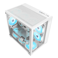 Boîtier PC Gamer AntarcChill Factory, blanc, MATX, tour moyenne, boîtier d'ordinateur en verre trempé, châssis de bureau pour PC