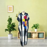 Robe Boubou Africaine Rayée pour Femme, Imprimé Coloré, Col en V, Ample, en Polyester, Longue Maxi, Grande Taille, pour Mariage, Église, Fête, Été