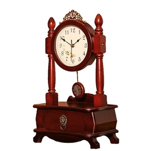 Solid Wood European Retro <b>Table</b> <b>Clock</b> Circular Silent Living Room Decor T1003 - Product Image 3