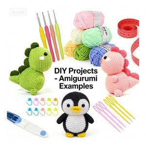 Crochet Yarn Set Square Knitting <b>Hook</b> <b>Tools</b> Eco-Friendly Portable Colorful DIY Handmade Accessories Starter Pack Beginner - Product Image 4