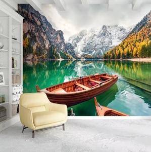 Murales 3D personalizados bosque papel pintado paisaje montaña <span class=keywords><strong>lago</strong></span> paisaje pared murales para sala de estar TV telón de fondo papel de pared - Product Image 1