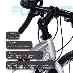 Vélo de route hybride FOREVER 700C en acier à haute teneur en carbone, cadre plat, multi-vitesses, léger, pour la ville et la course, pneus fins antidérapants - Product Image 4