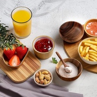 Bols à trempette et petites coupelles à sauce classiques en bois d'acacia écologique pour le ketchup, la sauce barbecue, les vinaigrettes et les apéritifs