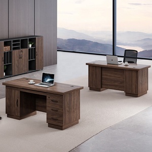 Guaranteed Quality Walnut Laminate Wooden Design Office Table <strong>Cheapest</strong> Office Furniture Office <strong>Computer</strong> <strong>Desk</strong> With Drawer Locker - Product Image 2