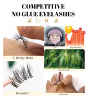 Nouvelles extensions de cils Patent Lazy Girl faites à la main, sans colle, vente en gros, longue durée, pré-collées, à poser, demi-cils