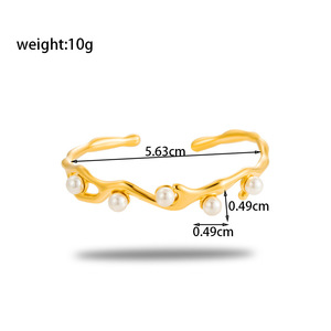 Lujo Anti-deslustre impermeable 18K chapado en oro de acero inoxidable pulsera de perlas naturales collar conjunto de joyería regalo para mujeres - Product Image 4