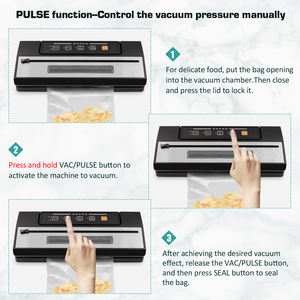 เครื่องซีลสุญญากาศสแตนเลสไฟฟ้าขนาดเล็กใช้ในบ้านม้วนปิดผนึกสูญญากาศสีดำสำหรับเครื่องบรรจุอาหารใช้งานในครัวเรือน - Product Image 6