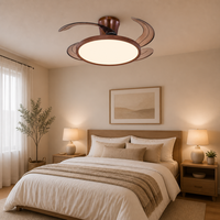 Ventilateur de plafond moderne avec lames rétractables invisibles de 36 pouces, télécommande, lumière LED, pour salon et chambre à coucher