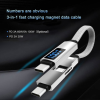 Porte-clés magnétique multifonctionnel 5A Charge rapide 100W PD20W Câble USB OTG 3 1 pour iPhone Tablettes Téléphone Écouteurs Imprimantes