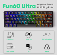 Clavier de jeu MONSGEEK FUN60 Ultra 60% avec interrupteurs magnétiques TMR 8K Polling, RT 0,01 mm, en aluminium et PBT translucide
