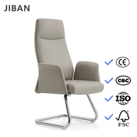 Kursi Kantor Eksekutif Modern Sandaran Tinggi Ergonomis Kulit untuk Rapat Konferensi Tamu Rangka Logam Putih Beras Grosir