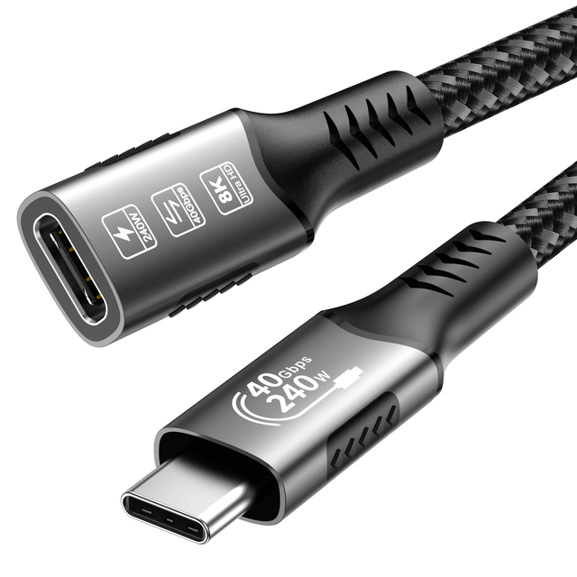8k USB C Extension Cable Type C Extender Compatible for Thunderbolt 4/3 USB4.0/3.2/3.1 Fast Charging for MacBook Laptop
