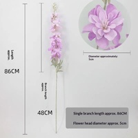 Bunga Sutra Buatan 2 Tangkai Delphinium Flocking Hyacinth Biru Besar Dekorasi Jalan Pernikahan Buatan Tangan Grosir