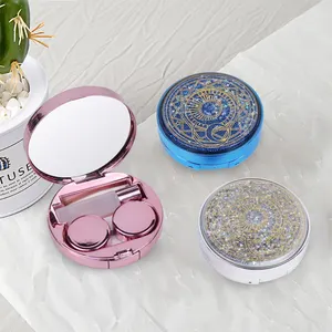 K1925 Eyekan Wholesale Bling Stars Luxury The Starry Sky Travel Contact Lens Cases With Mirror