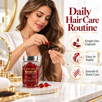 Capsules de sérum capillaire à la kératine avec huiles de macadamia et d'avocat du Maroc, vitamine B5, soin nourrissant pour des cheveux lisses et brillants, sans rinçage, OEM & ODM