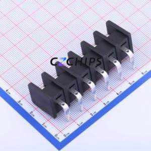 DBT30R-10.0-6P-BK-P Barrier Terminal Block Bent Lead Through Hole,P=10mm Connector Two Sides 10mm 1x6P Right Angle Pin - Product Image 2