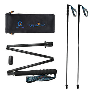 Bastones de Trekking Plegables de Fibra de Carbono Okhealing, Negros, 3K, Brillantes, Portátiles, Ligeros, para Senderismo, Montañismo y Uso en Exteriores - Product Image 1