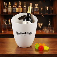 Seau à glace portable en plastique givré de haute qualité 3,3 L avec poignées robustes, couleur personnalisable, design moderne pour service de bar et refroidissement