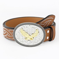 Western Cowboy-Gürtel, Große Schnalle, Trendiger Vintage-Stil, Jugendlich, Retro, Herren Punk Geprägter Ledergürtel