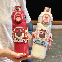 Termo Infantil de Dibujos Animados, Botella de Agua de Acero Inoxidable 316 con Doble Tapa, Judy Nick Stitch, Taza Aislada a Prueba de Fugas