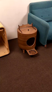 Ciotola Rialzata in Legno per Animali Domestici, Grande Capacità, Resistente all'Umidità, con Coperchio e Stazione di Alimentazione, Stile Arredamento per Gatti e Animali Domestici - Vendita all'Ingrosso - Product Image 2