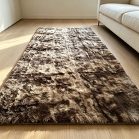 Tapis moelleux et duveteux à poils longs avec dos antidérapant, couleur dégradée tie-dye, en polyester, pour chambre à coucher, salon, décoration intérieure