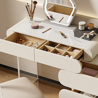 Coiffeuse d'angle au design moderne Bureau de maquillage Mobilier pour la maison Chambre de luxe Tables de toilette en bois avec miroir et éclairage