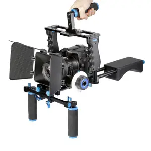 Amarangu kit de equipamento, kit de equipamento para câmera dslr d221, com suporte de ombro + acompanhamento + caixa fosca + gaiola da câmera para 5d mark ii 7d dslr camer