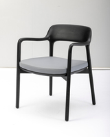 Chaise de salle à manger en bois massif sur mesure, coussin en cuir rétro, design européen moderne pour la maison, le bureau, l'hôtel, la villa - Écologique et durable
