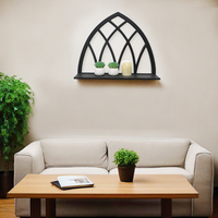 Étagère murale décorative en bois style ferme moderne avec cadre de fenêtre cintrée, décoration murale pour la maison, style campagnard, vente en gros