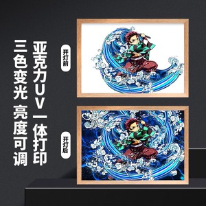 Nouvelle Lampe de Nuit LED Anime Demon à Trois Couleurs Lumineuses, Alimentée par Énergie Solaire, Étanchéité IP55, en Bois, avec Télécommande et Interrupteur Tactile 10W - Product Image 3