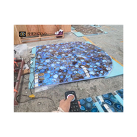 Vente en gros RGB 7 panneau mural en pierre d'agate lumistone translucide rétroéclairé naturel coloré