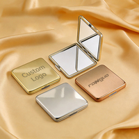 Espejo de Bolsillo Plegable de Acero Inoxidable Personalizado, Espejo de Maquillaje Compacto con Logotipo Personalizado, Regalo Promocional para Mujeres, Cosméticos, Viajes