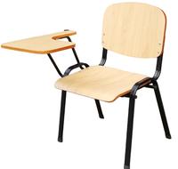 Chaise de formation en contreplaqué avec tablette d'écriture et structure métallique