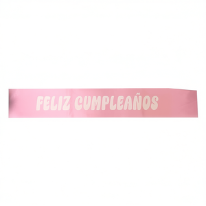Pancarta Rosa de Feliz Cumpleaños con Letras Blancas, Decoración Rectangular Festiva de Papel para Fiestas, Celebración de Cumpleaños - Product Image 1