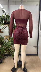 วิวิบลุค Z0203DS01 ชุดเดรสผู้หญิงเซ็กซี่ตาข่ายซีทรูแขนยาวเย็บปะติดปะต่อชุดราตรี - Product Image 6