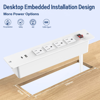 ETL soket saluran konferensi, dengan 4 colokan AC 2 port USB terhubung dengan kabel daya 6 kaki untuk furnitur rumah kantor