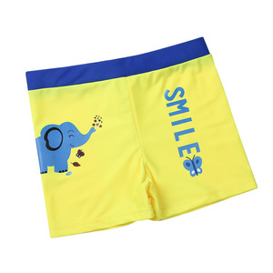 Boys Swim Trunks Polyester Quick Dry Yellow With Elephant Print Sport Style - Product Image 2