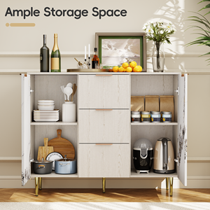 <span class=keywords><strong>Buffet</strong></span> <span class=keywords><strong>Buffet</strong></span> Armoire avec Rangement <span class=keywords><strong>Buffet</strong></span> Moderne avec 3 Tiroirs et 2 Portes USA STOCK - Product Image 2