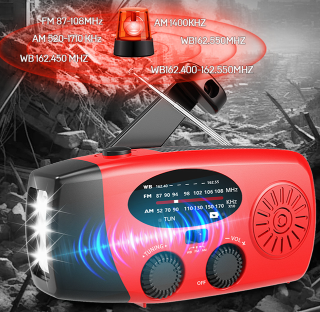 Multifunctional Emergency Radio Hand-crank Solar-powered Outdoor Cross-border Disaster Prevention and Combat Readiness Radio