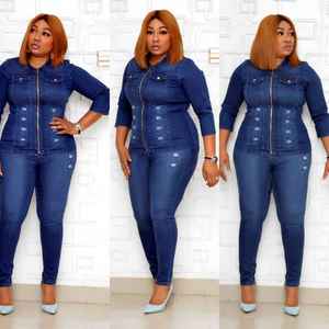 Hot Selling Fashion Suit <b>Women</b> Denim <b>Jacket</b> Pants Suit Frayed by Hand Oversized Mother Denim Set - Product Image 6