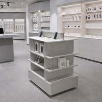 Vitrine d'exposition d'accessoires mobiles commerciaux avec étagère gondole double face pour magasin de vente au détail d'électronique moderne