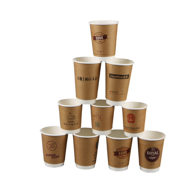 Biodegradable custom paper cup PE coated double wall kraft cupPopular