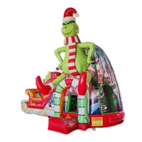 Château gonflable commercial WINWAY de Noël avec toboggan, structure de saut en PVC 0,55 mm, portable pour location extérieure