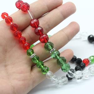 Stile classico islamico rosario di cristallo 33 perline bandiera palestinese colore <span class=keywords><strong>Tasbih</strong></span> con perla rosso verde bianco nero musulmano preghiera - Product Image 3